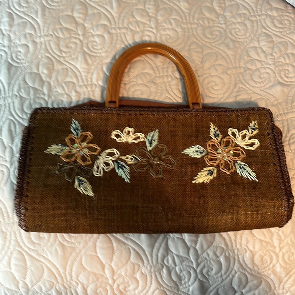 Original burlap zippered handbag